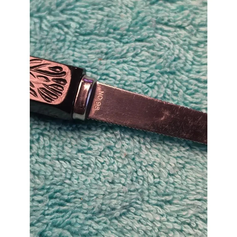 Vintage Letter Opener IDL No 98 Stainless Steel Black Handle Serrated